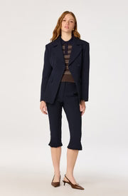 Iris Striped Polo Sweater-Brown/Navy