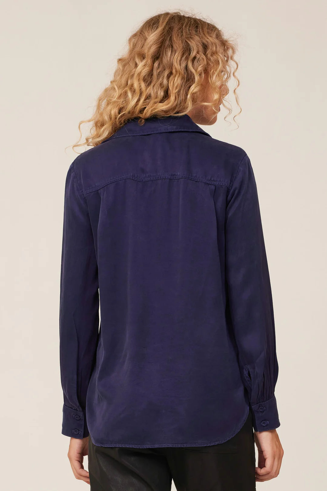 Two Pocket Bishop Sleeve Shirt-Navy