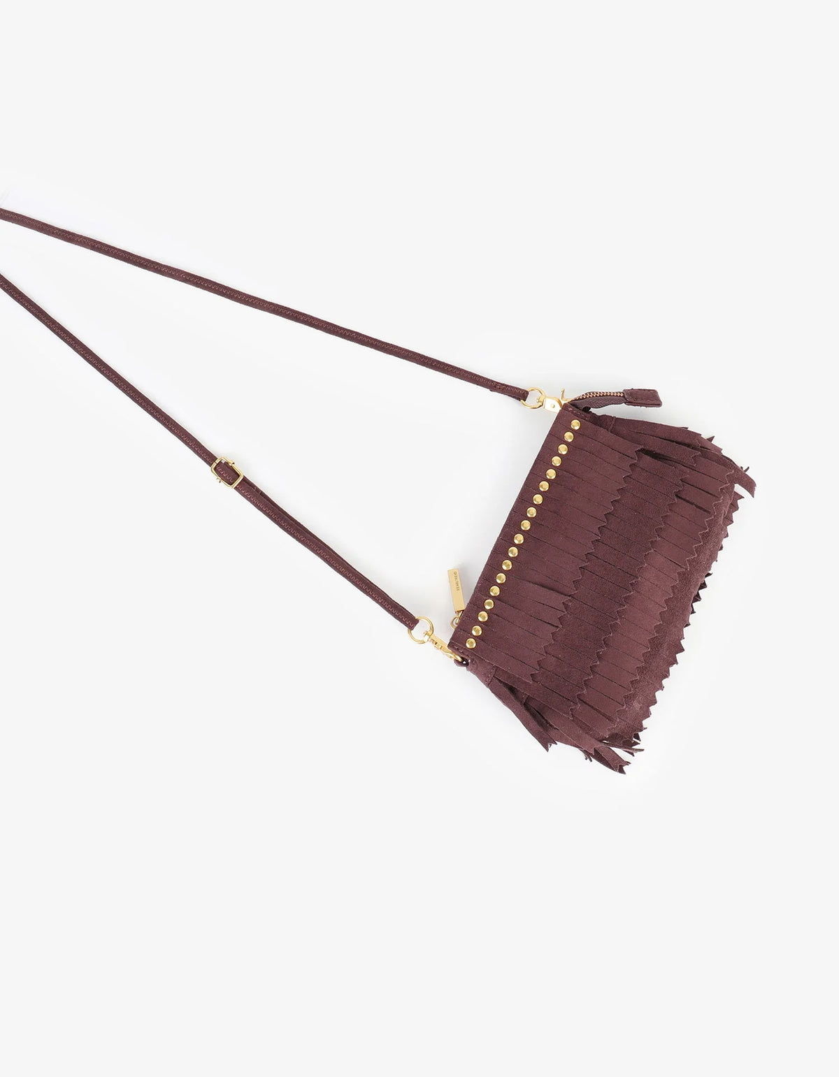Vassel Fringe Clutch Faux Suede Berry