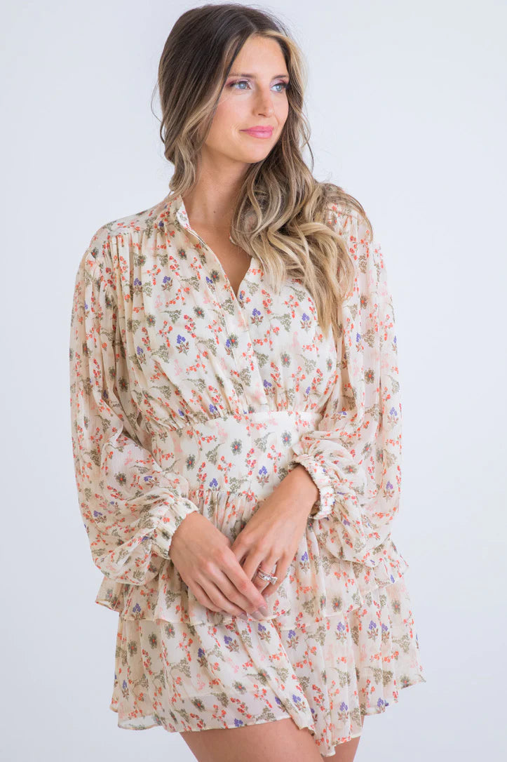 Vintage Floral Chiffon Tier Dress