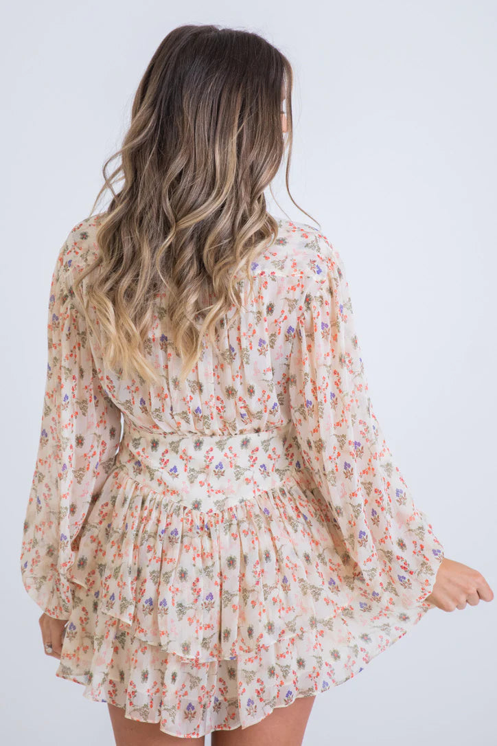 Vintage Floral Chiffon Tier Dress