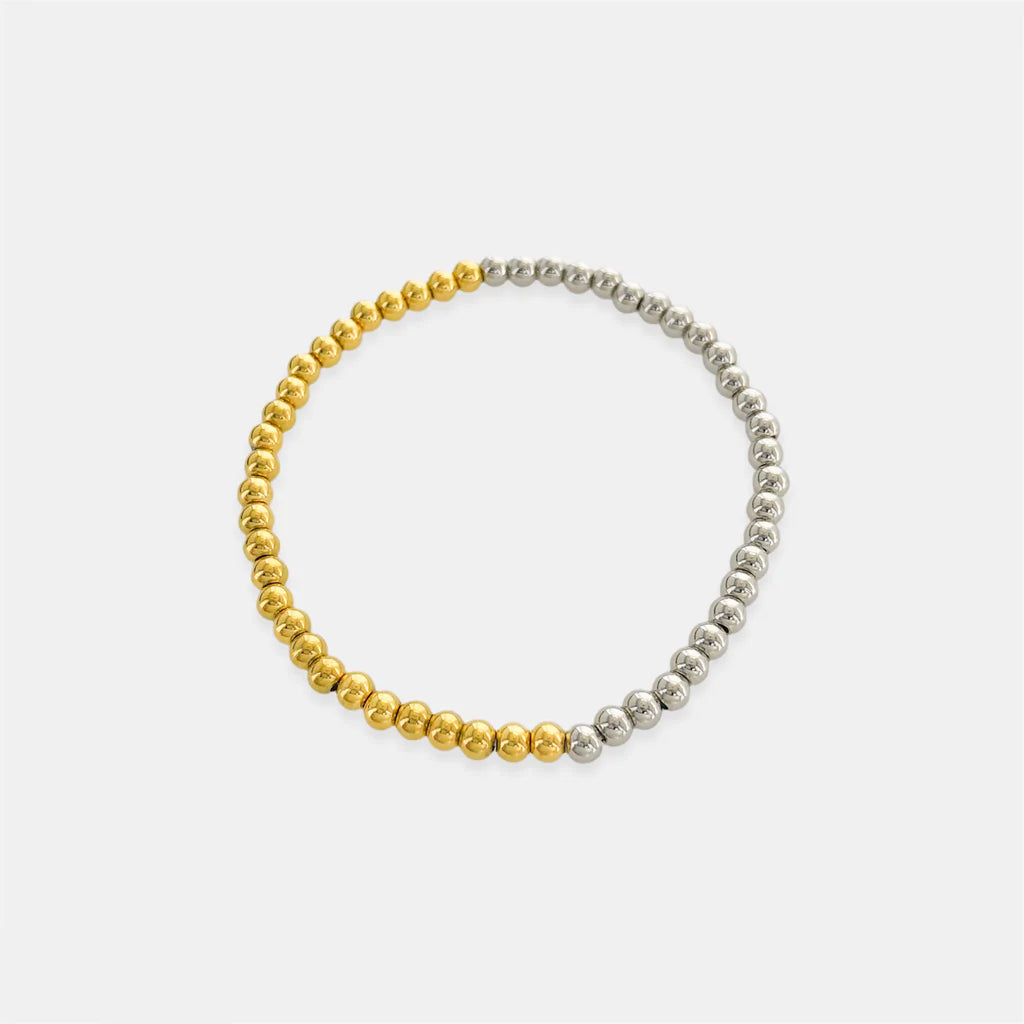 Bracelet Beaded with Half Gold/Half Rhodium(Silver)