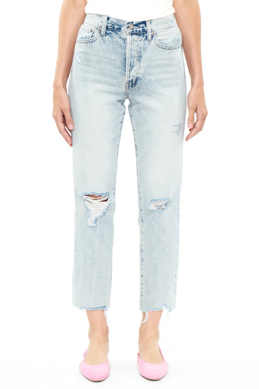 Charlie High Rise Straight Hysteria Distressed