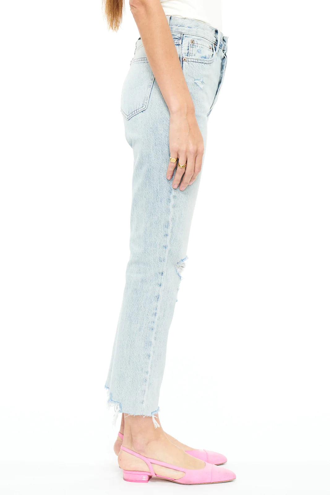 Charlie High Rise Straight Hysteria Distressed