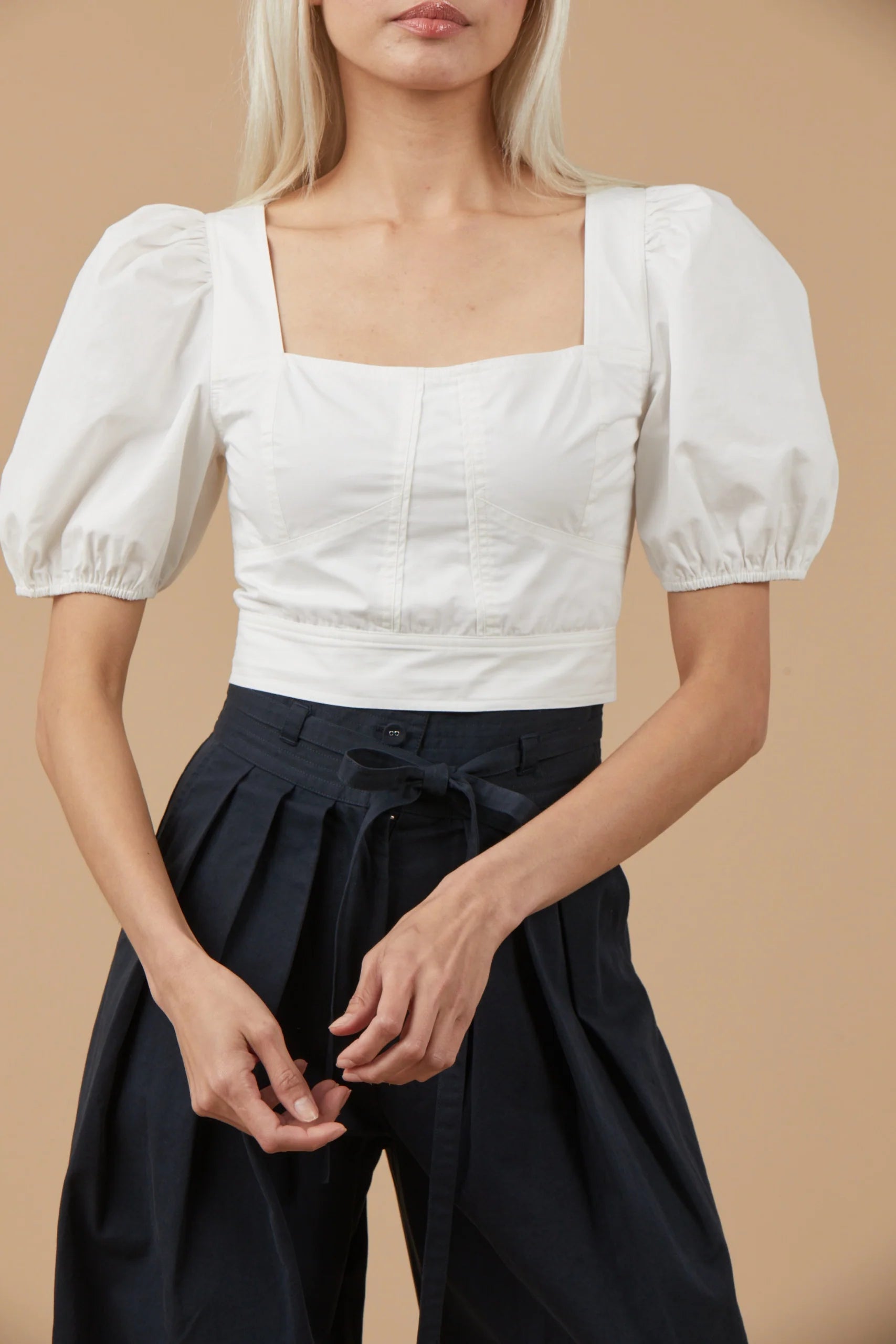 Danielle Poplin Top (White)