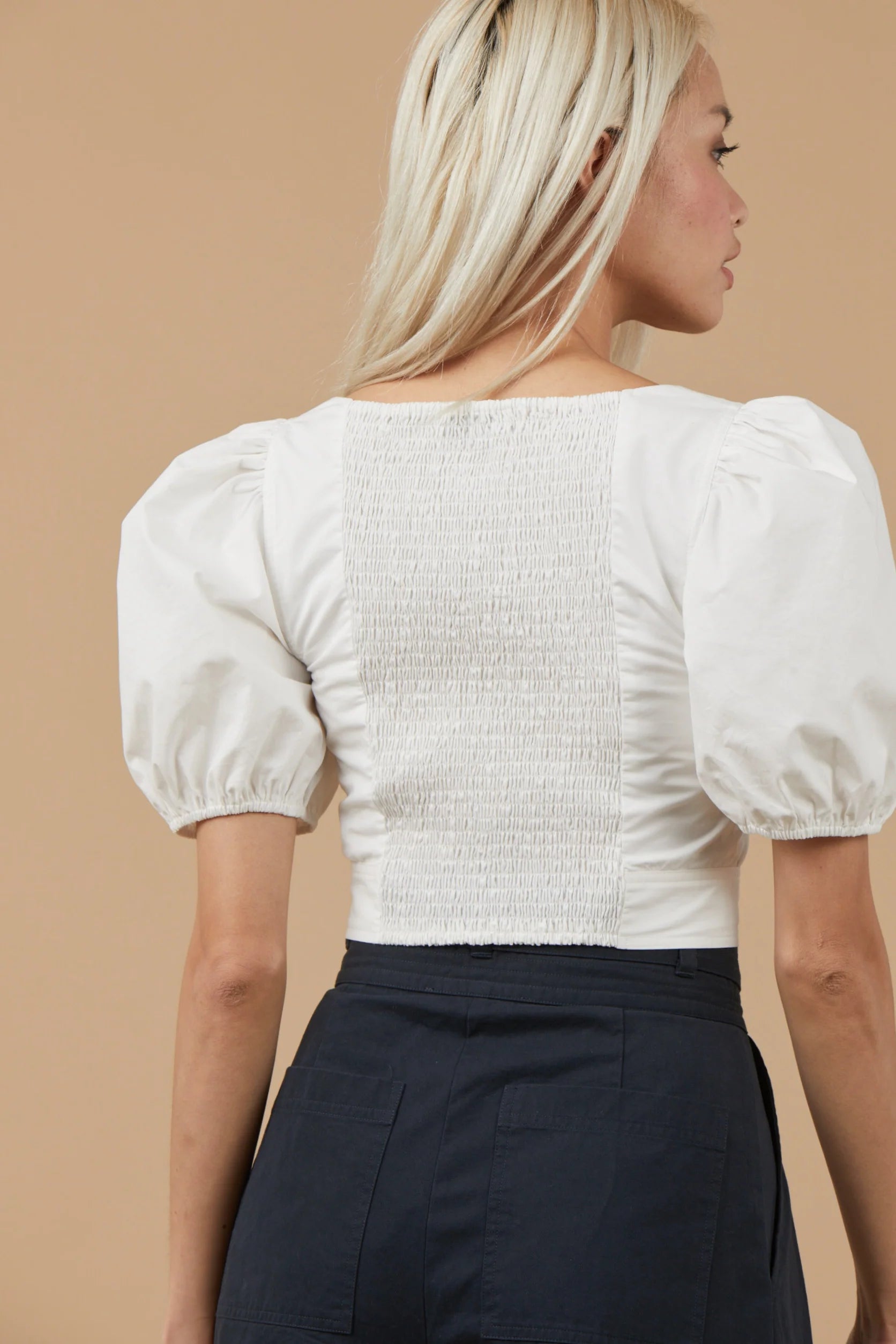 Danielle Poplin Top (White)
