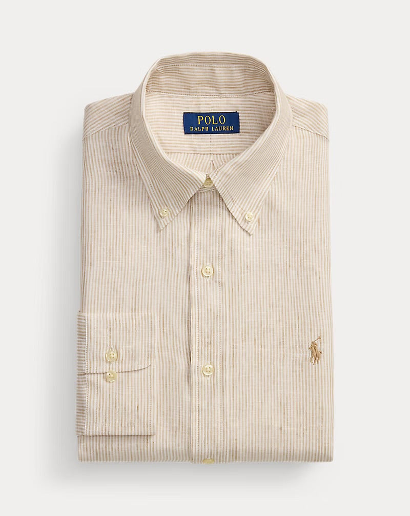Yarn Dyed Linen Shirt - Coastal Beige/White