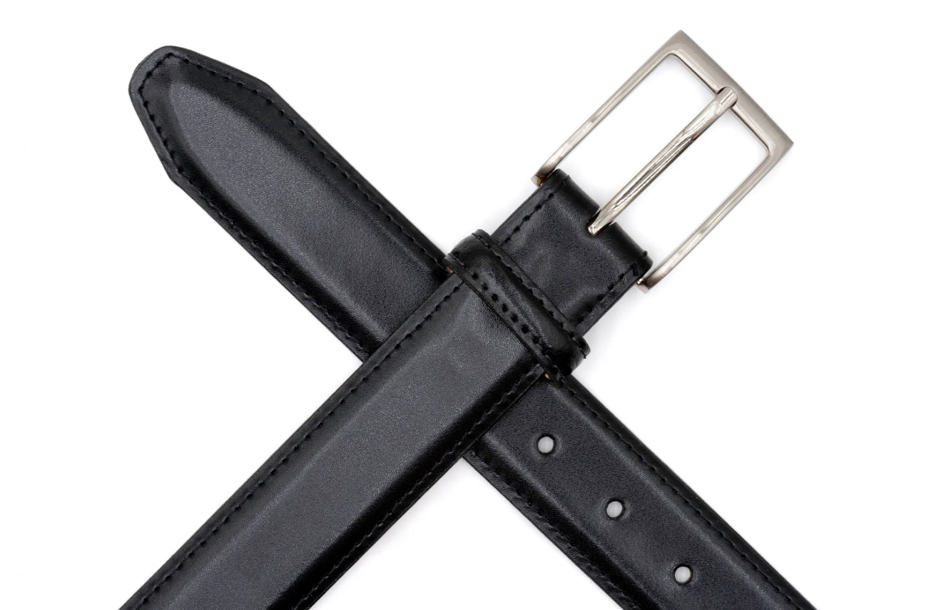 Smith 2 Buckle Leather Belt - Black