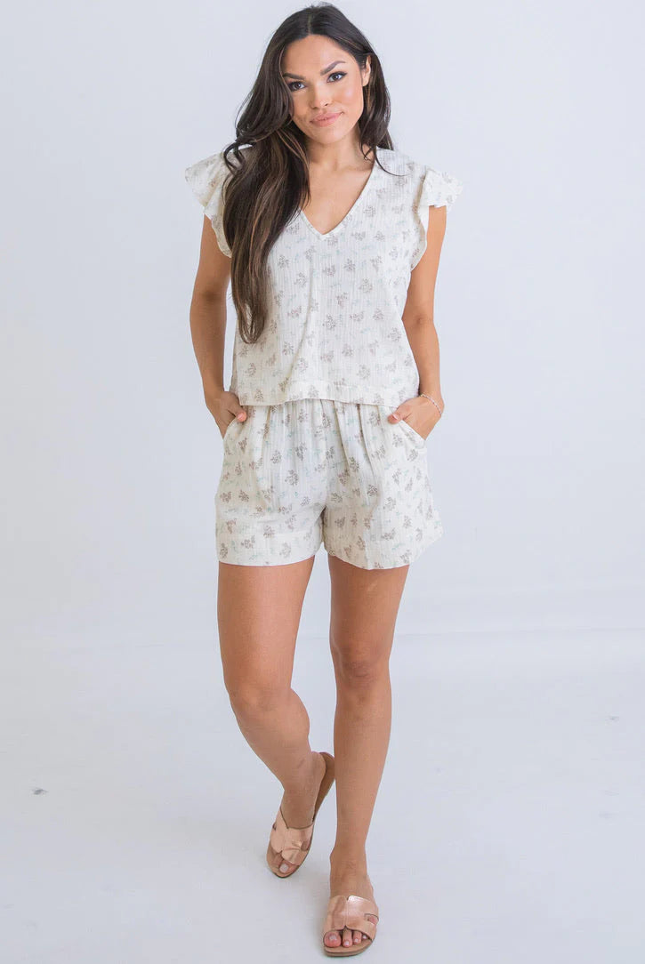 Vintage Floral Gauze Shorts