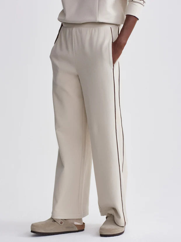 VARLEY-Brushed Rib Wide Leg Pant 30"-Cement Marl/Bitter Choc.