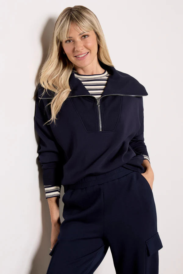 VARLEY-Catherine Half Zip Sweat-Navy