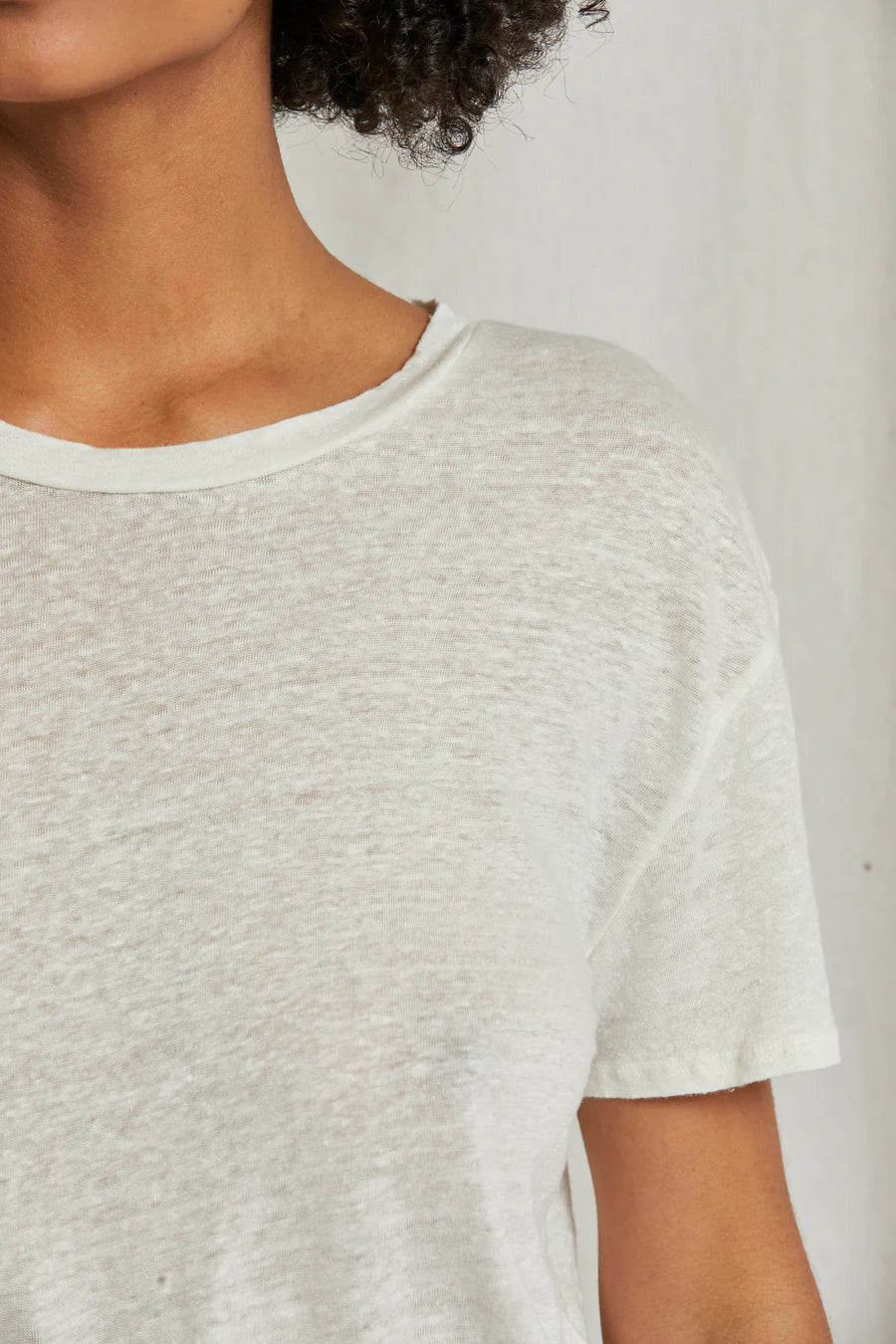 Patsy Linen Jersey Crewneck Tee in Natural