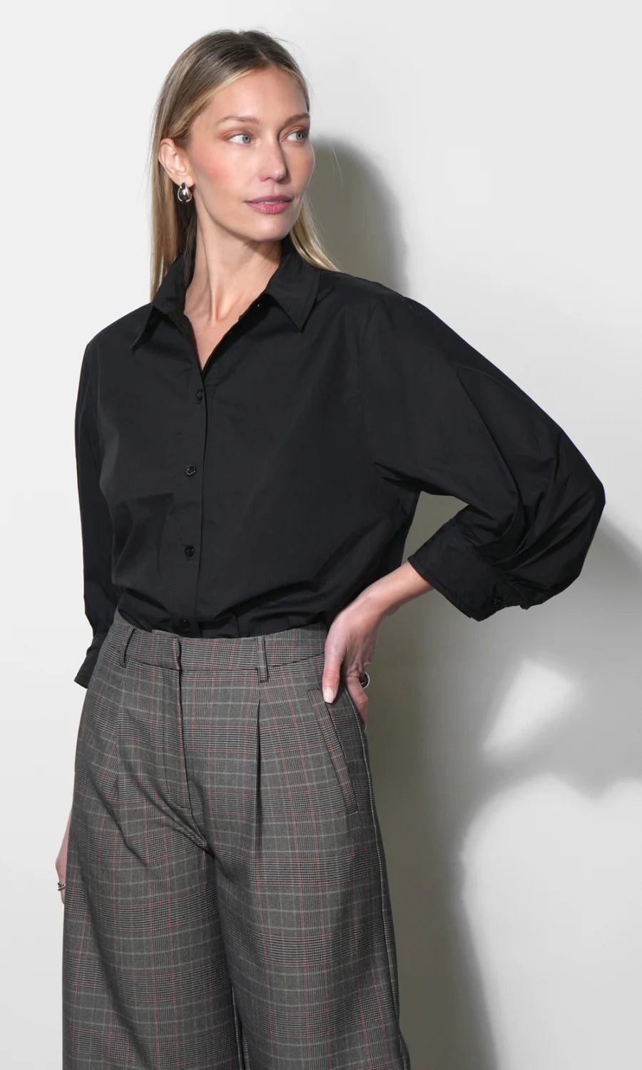 Thea Oversized Lantern Sleeve Button Down