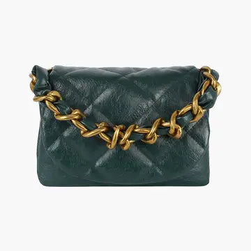 Chain Satchel Shoulder Tote-Teal Green