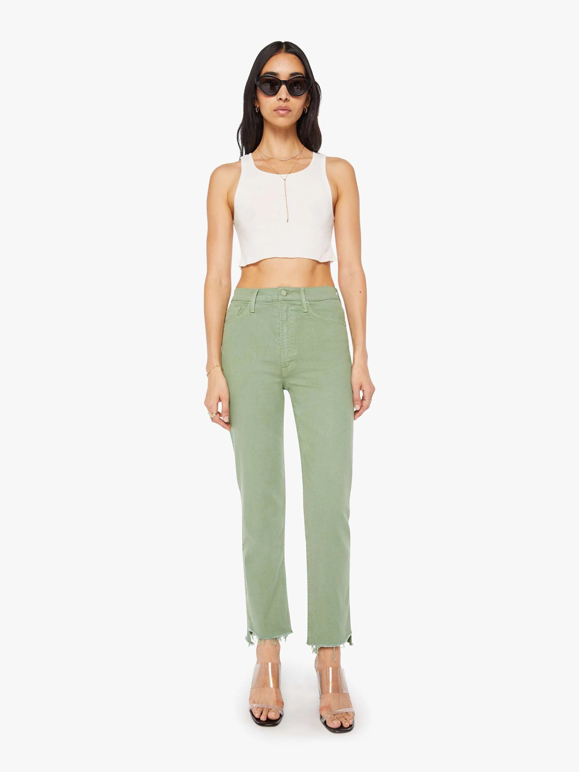 Mother-High Waisted Rider Ankle Fray-Mistletoe