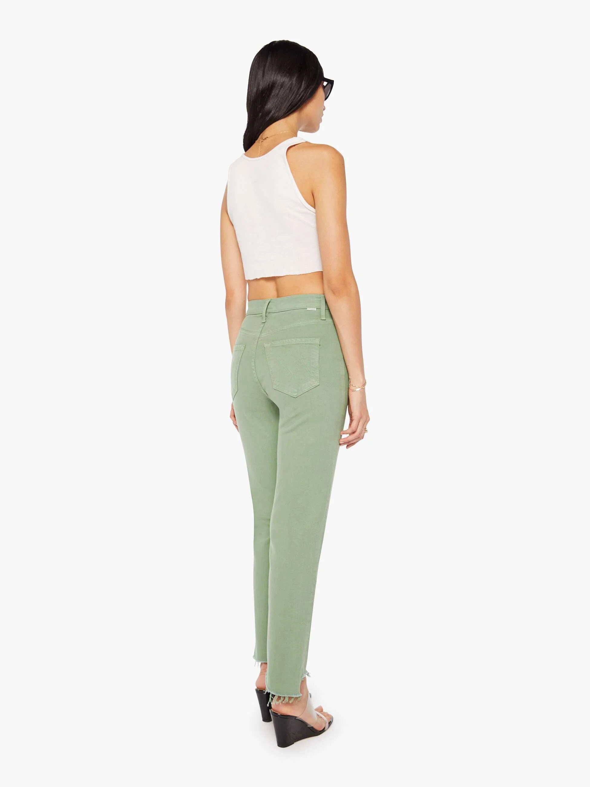 Mother-High Waisted Rider Ankle Fray-Mistletoe