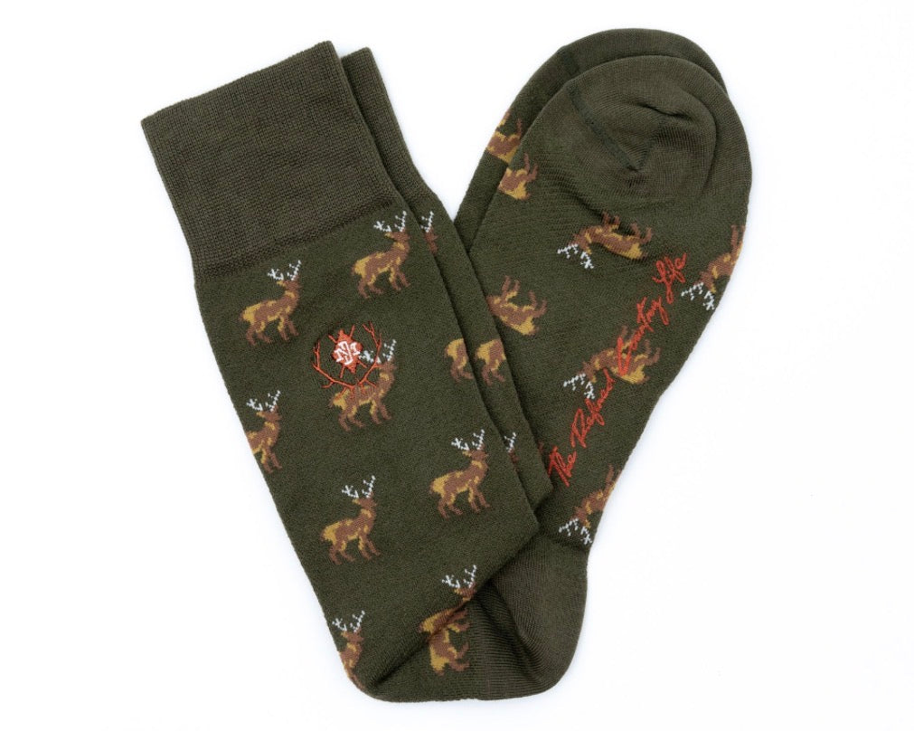 Peruvian Pima Cotton Socks - Green Elk