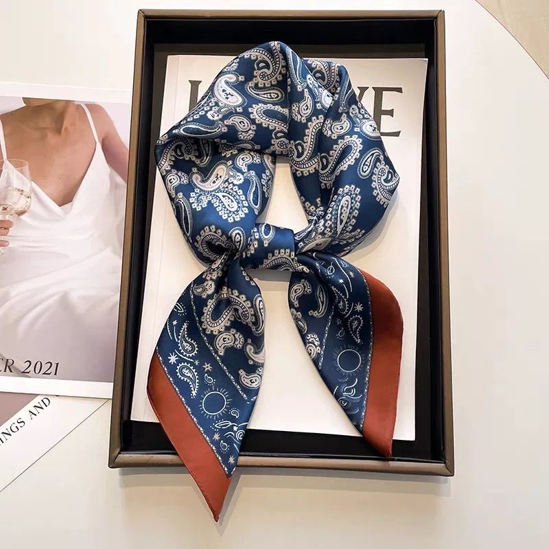 Paisley Silk Scarf-Blue