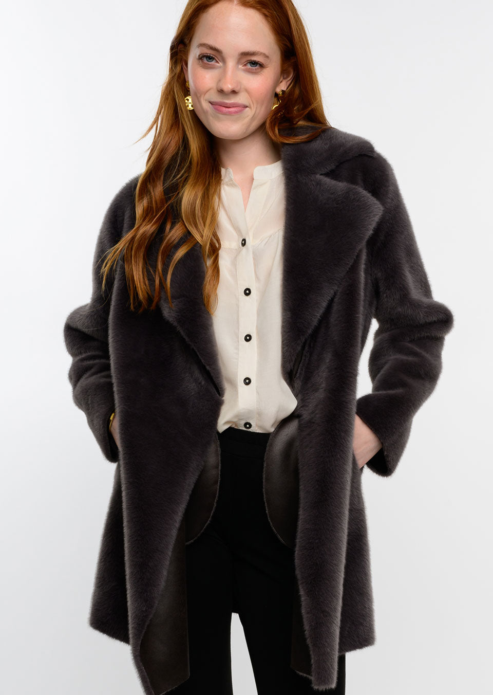 Faux Fur Suede Coat