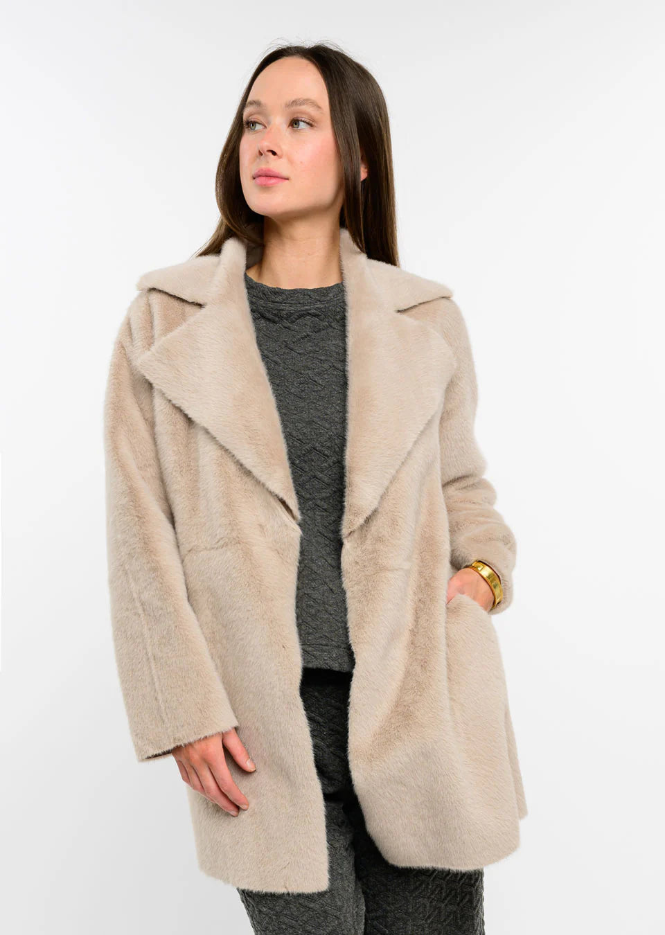 Faux Fur & Suede Coat