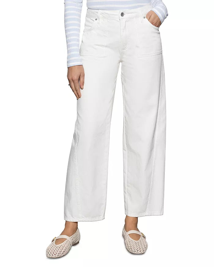 District Column Ankle Barrel Jean-Bleached White