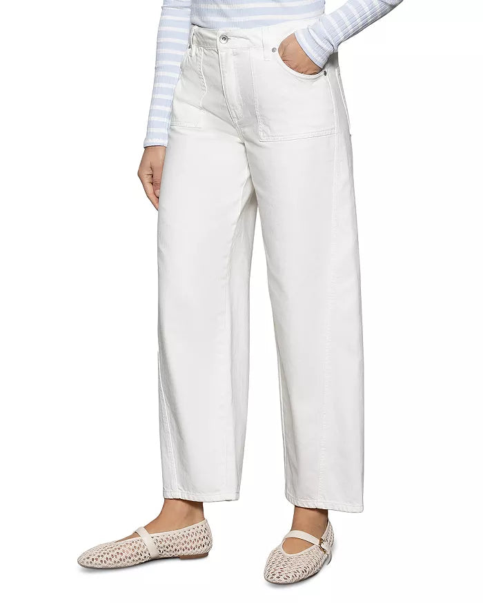 District Column Ankle Barrel Jean-Bleached White