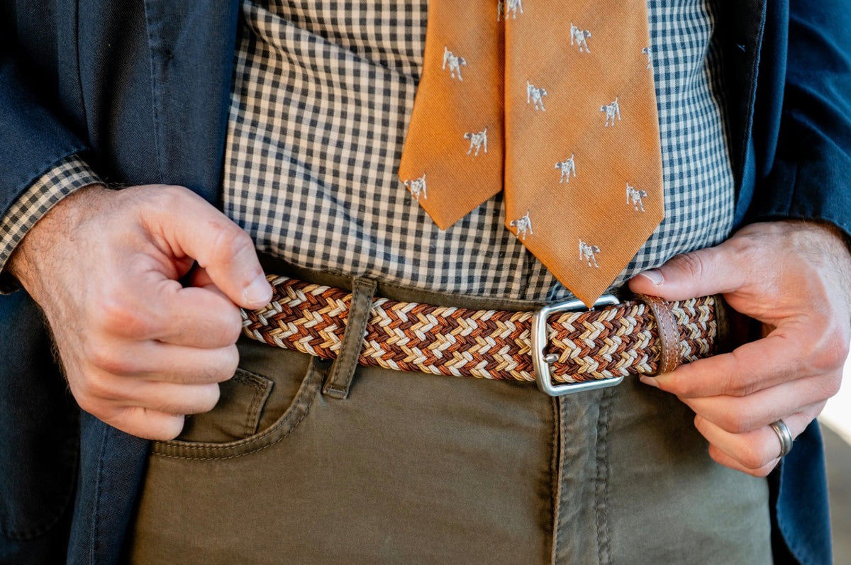 Newport Woven Italian Rayon Belt - Foilage