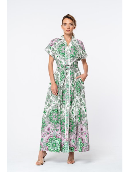 Rosalyn Floral Printed Midi Shirt Dress