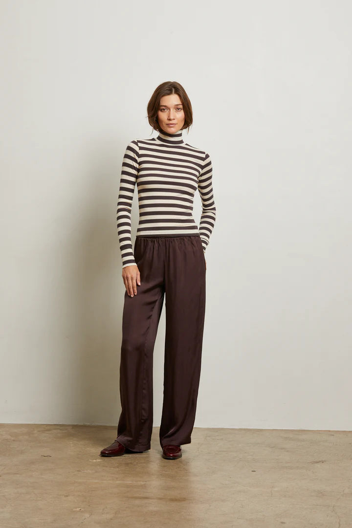 Camile Satin Wide Leg Pants-Cocoa