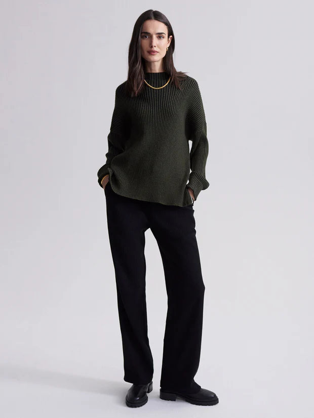 VARLEY-Kingsley Mock Neck Knit-Dark Olive