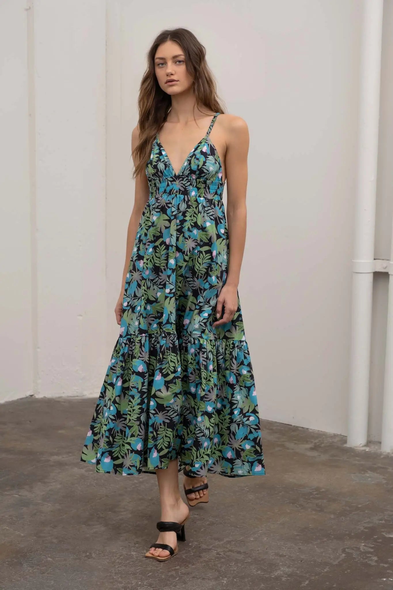 Sweetheart Floral Midi Dress