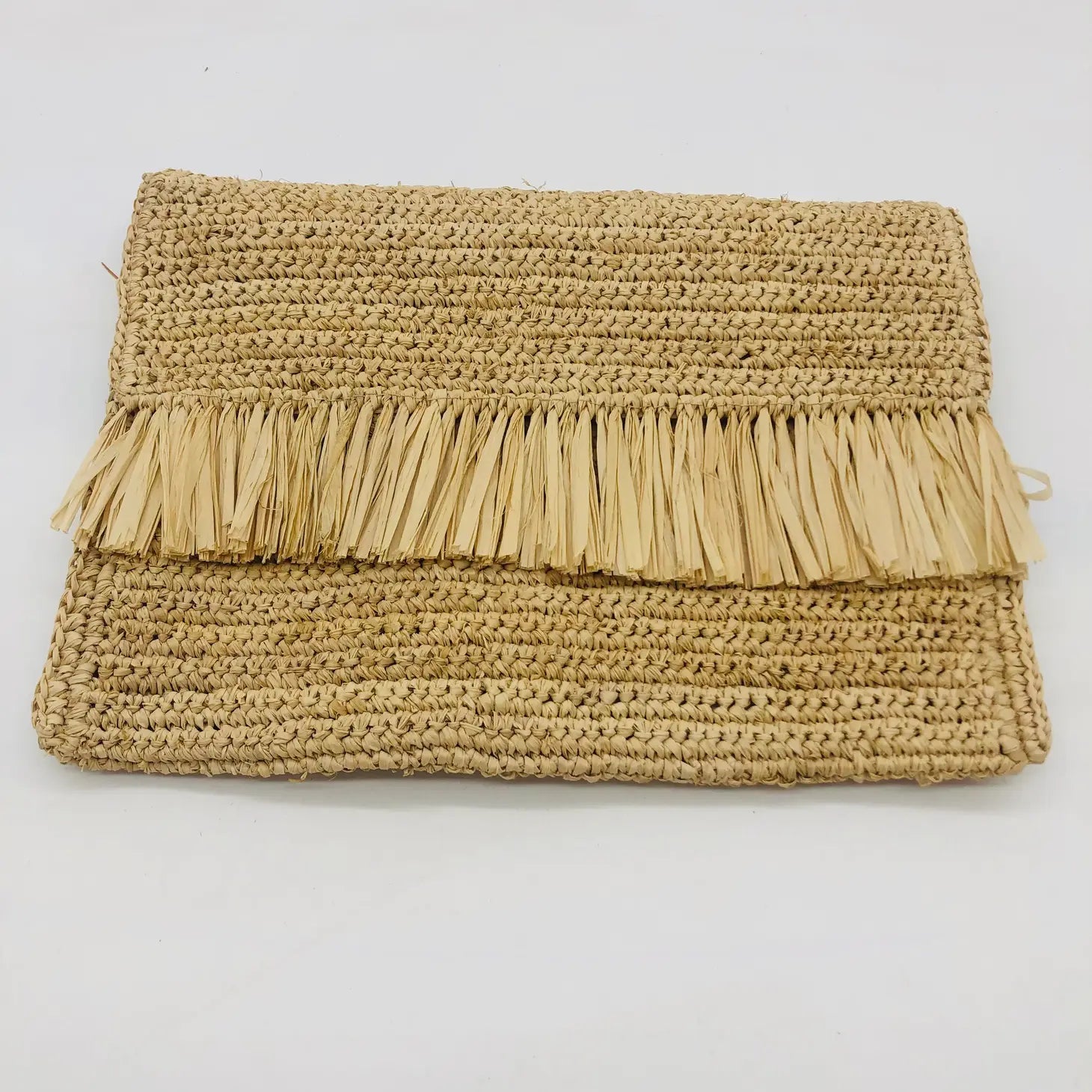 Coco Crochet Straw Clutch-Natural