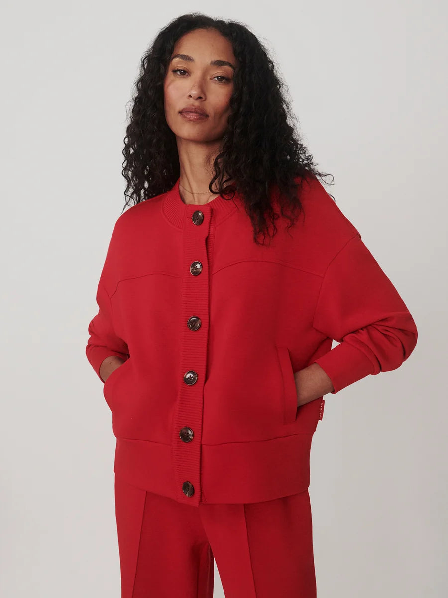Varley-Olwen Button Sweat -Red Marl