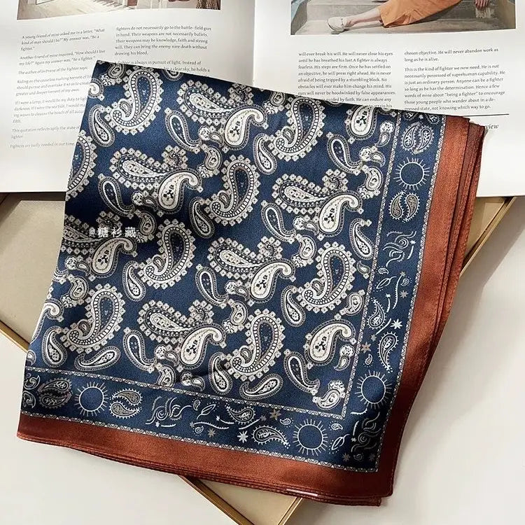 Paisley Silk Scarf-Blue