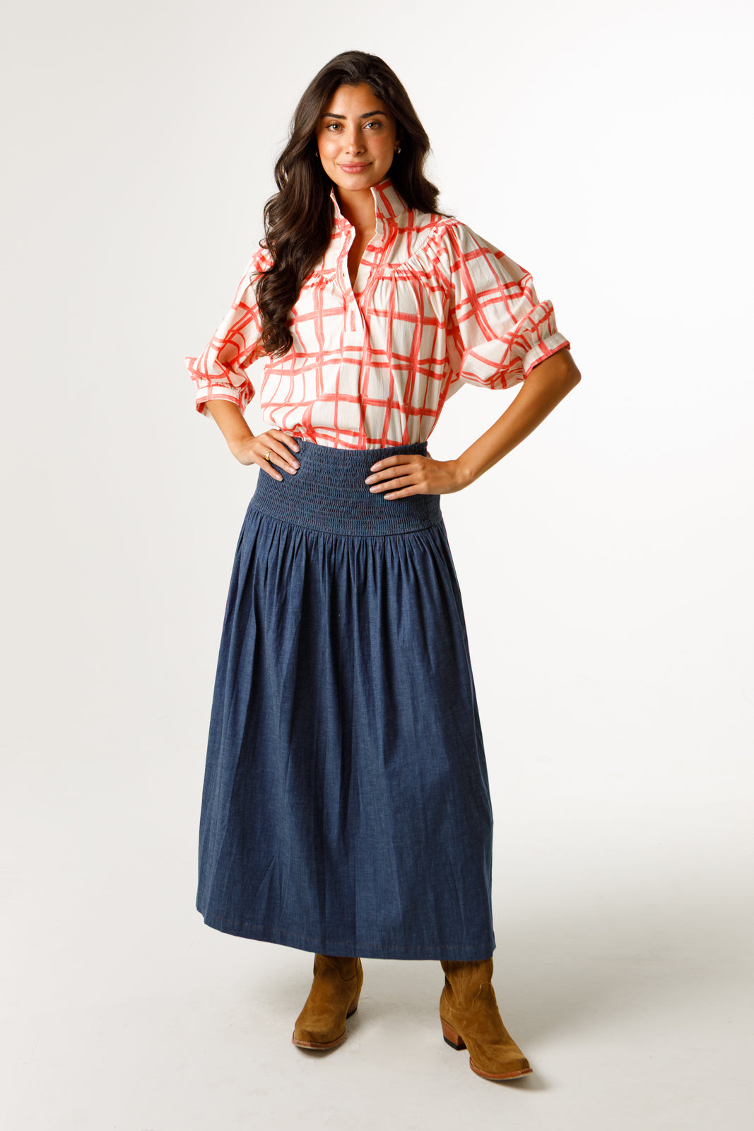 Avie Top-Painted Plaid