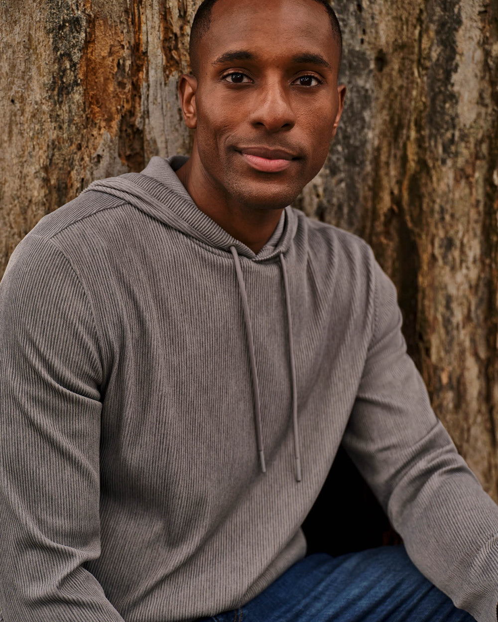 Hoppin Ribbed Knit Hoodie - Thunder