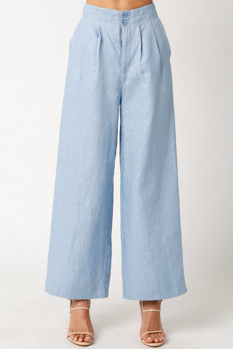 Carrie Linen Pants in Blue