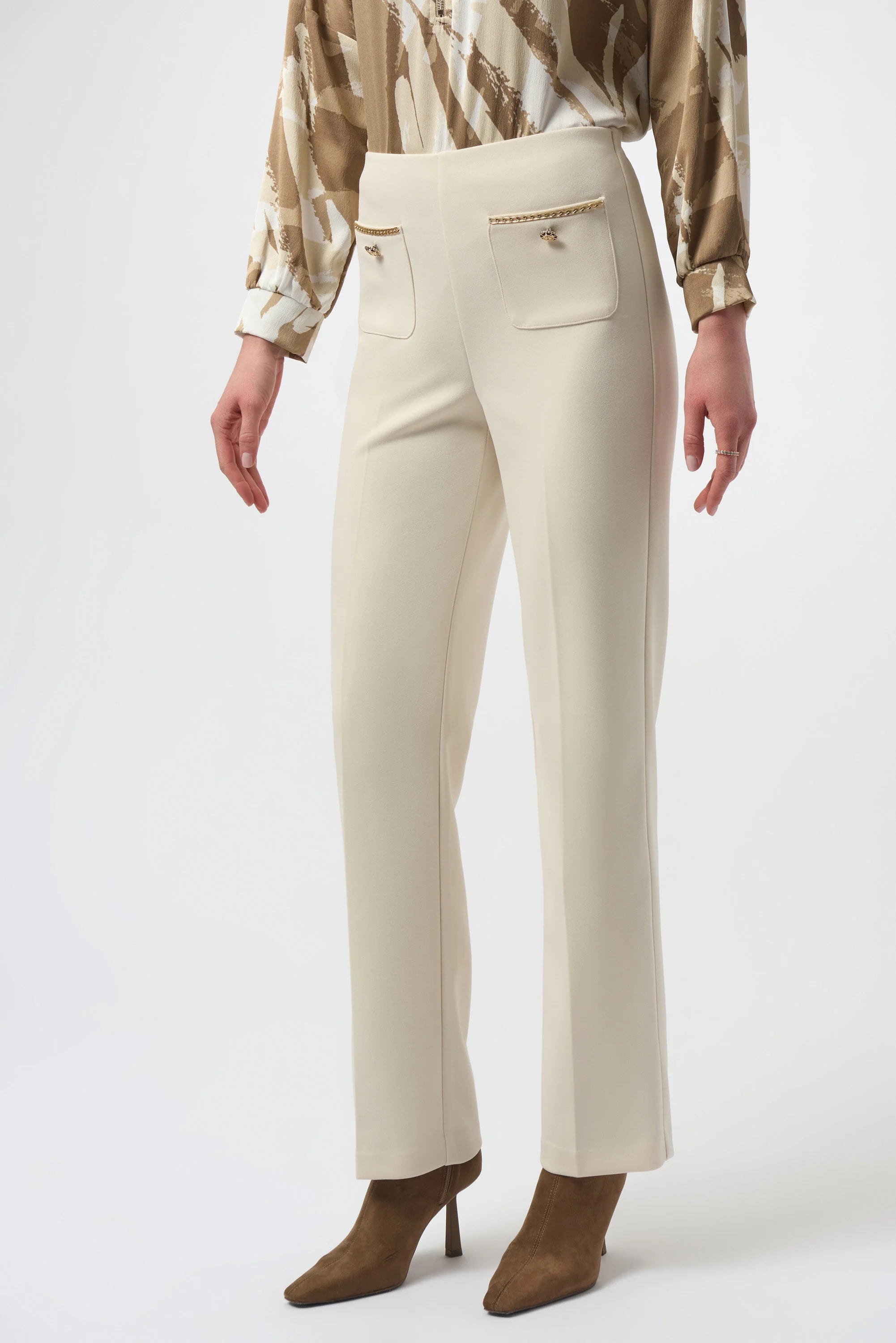 Scuba Crepe Straight Pull On Pants-Birch