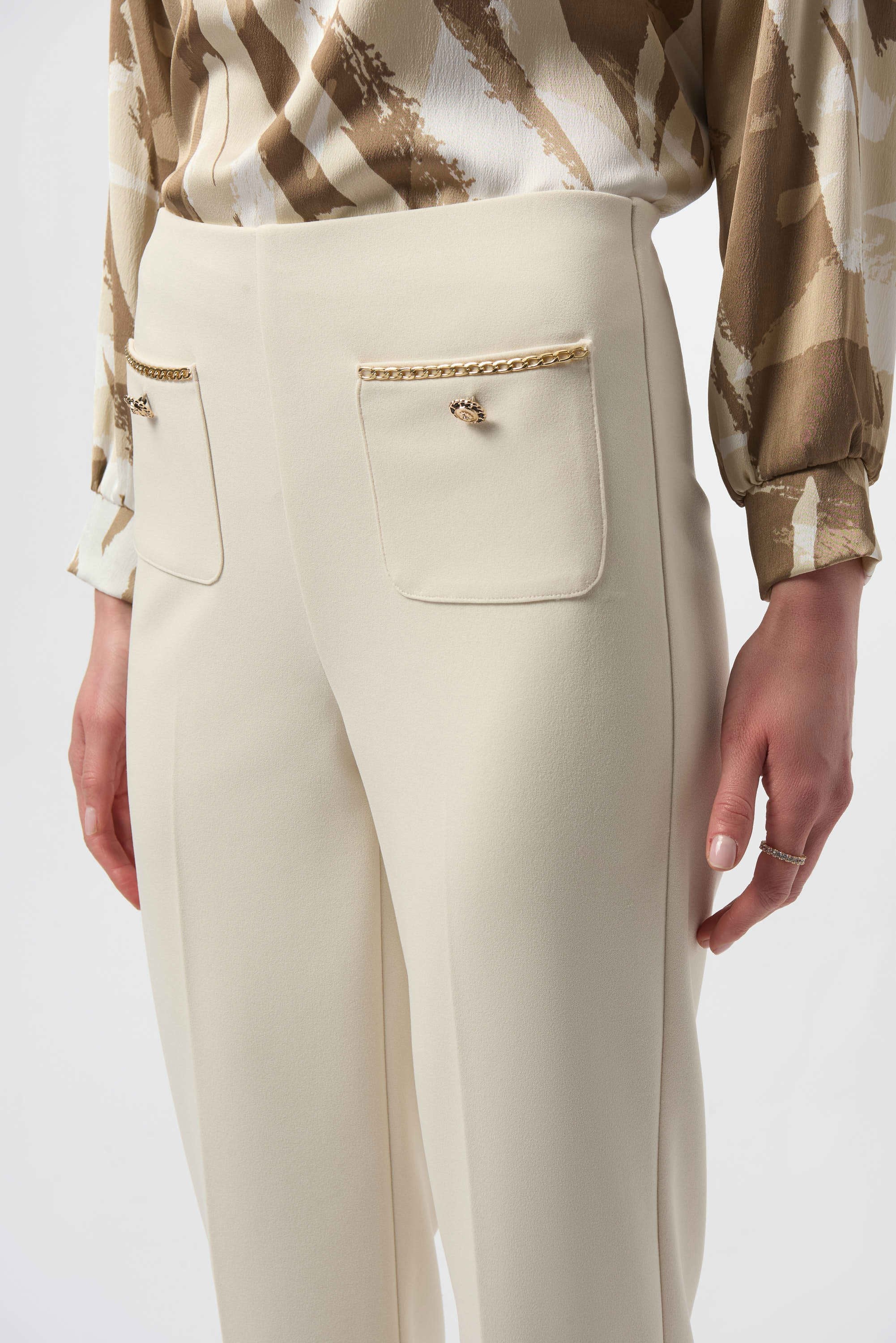 Scuba Crepe Straight Pull On Pants-Birch