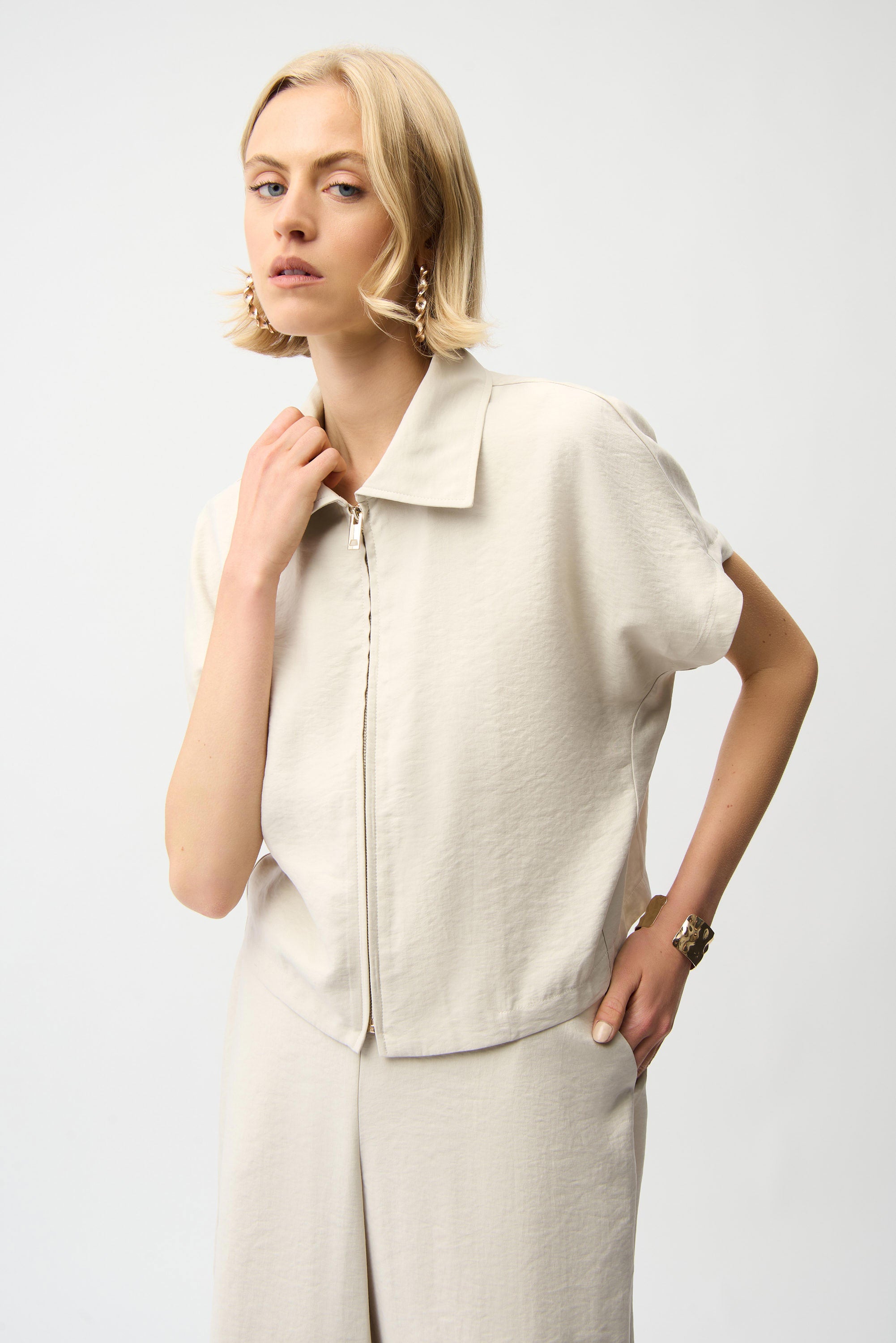 Recycled Textured Boxy Jacket-Joseph Ribkoff