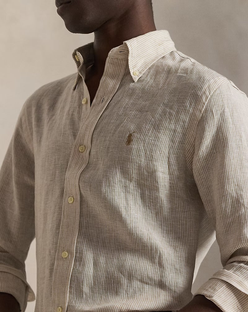 Yarn Dyed Linen Shirt - Coastal Beige/White