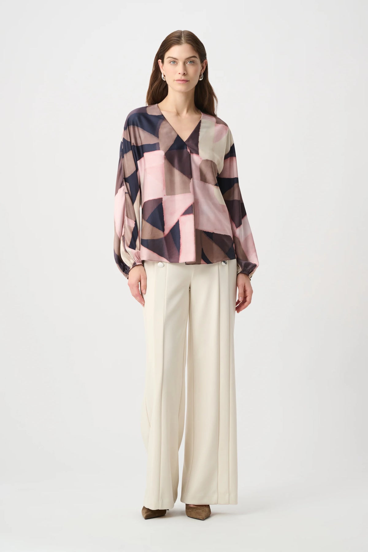 Geometric Print Satin Top
