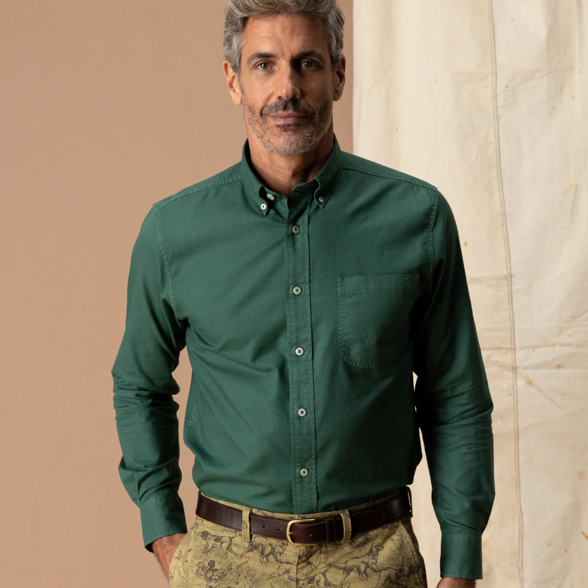 Beck Cotton Oxford Shirt - Hunter Green