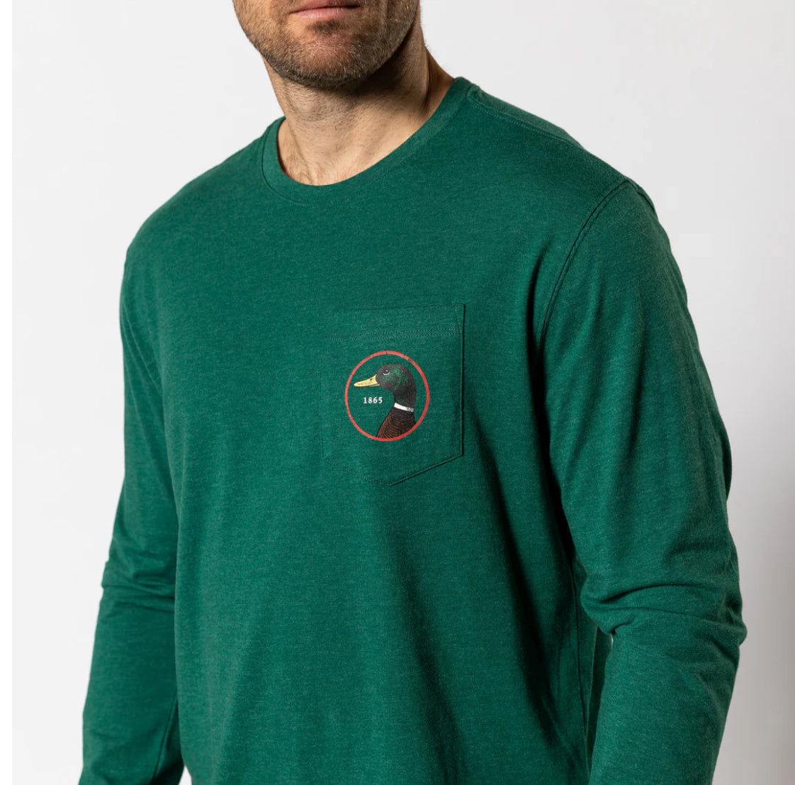 Long Sleeve Logo Tshirt - Forest Green Heather