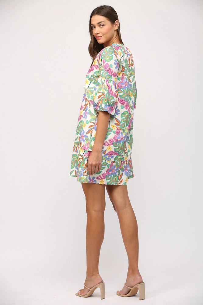 Tropical Embroidered Dress
