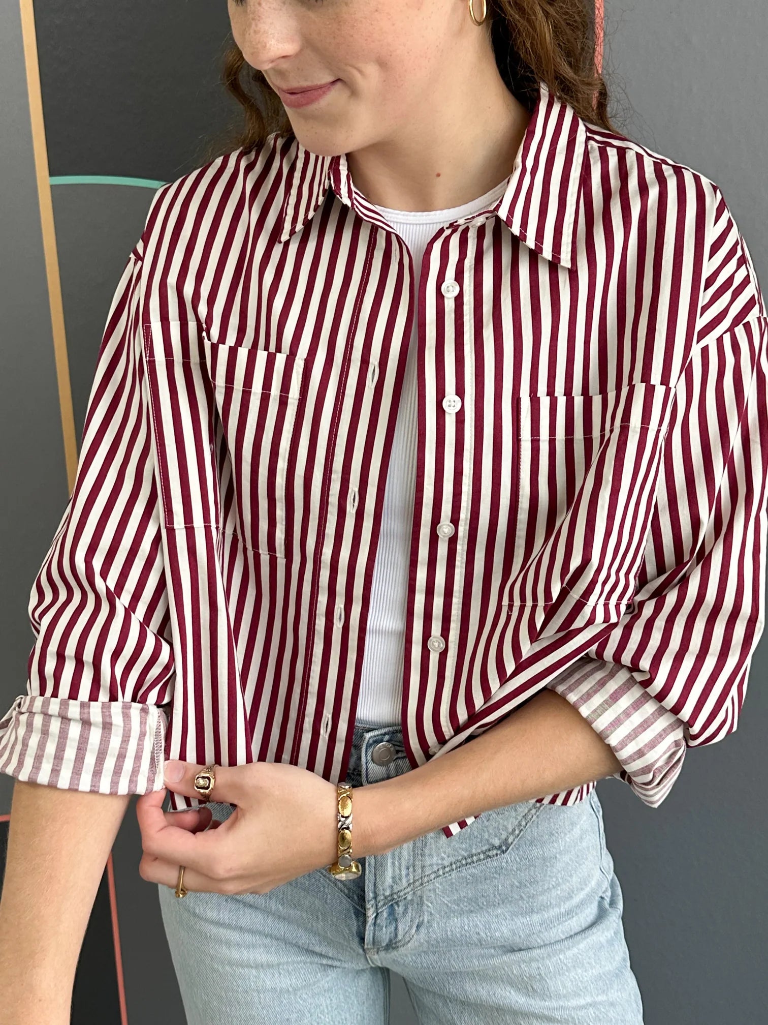 Academy Button Down - Malbec Stripe