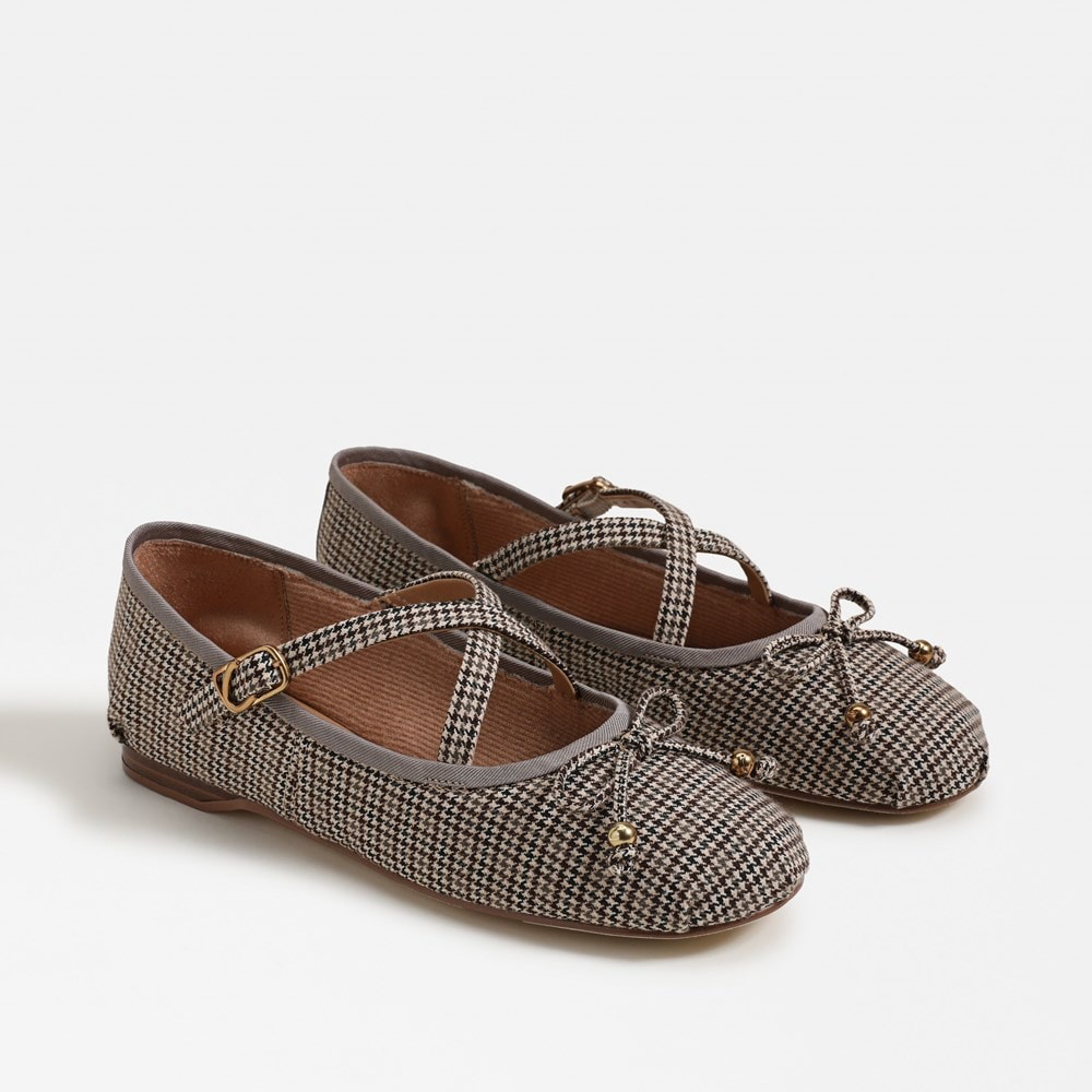 Zuri Strap Ballet Flat - Black Natural Multi
