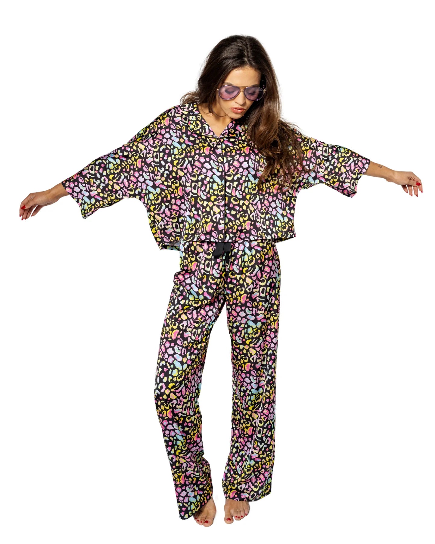 Silky Bright Cheetah Print Pajama's