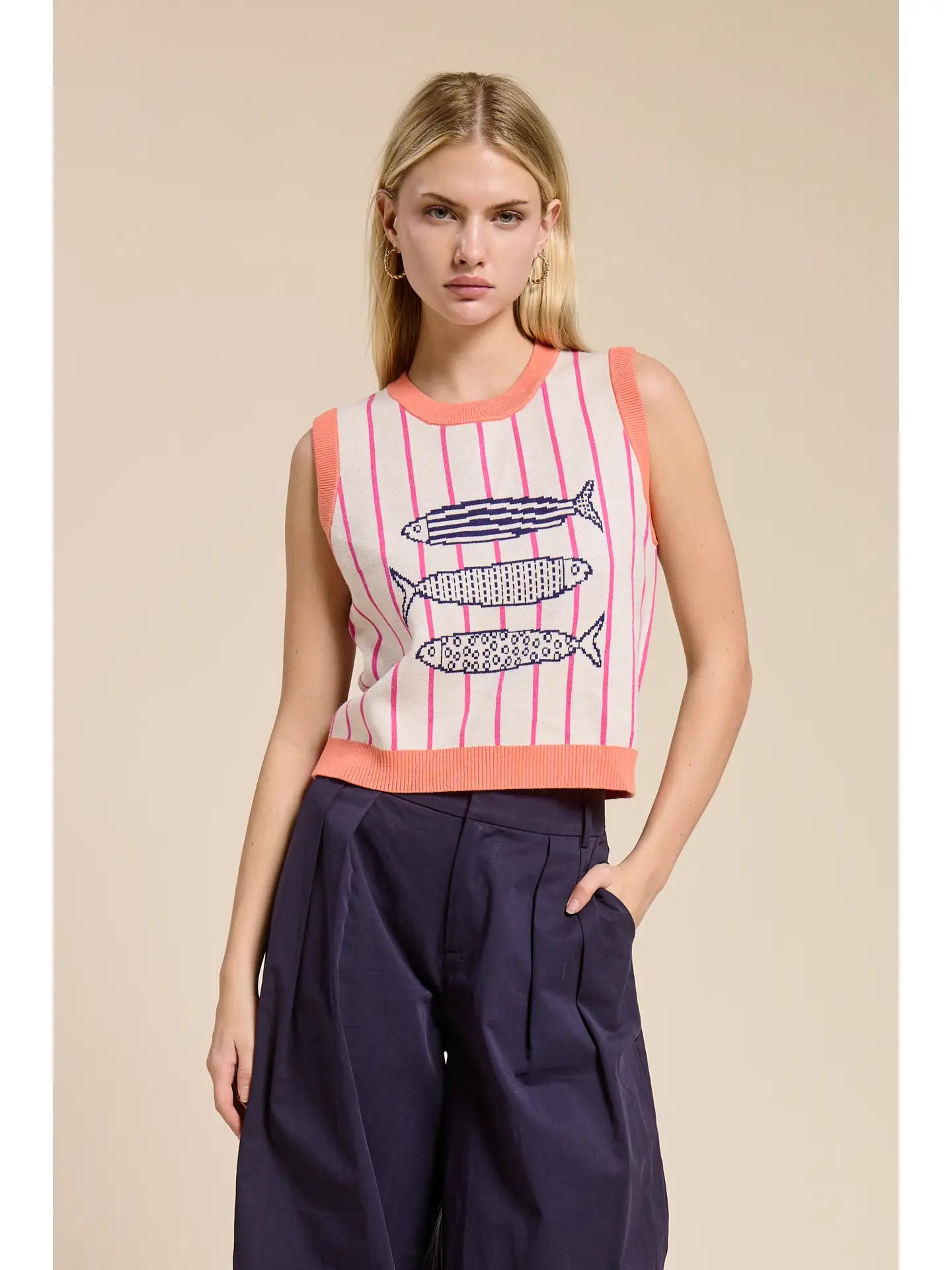 Candy Coral Marine Sweater Vest
