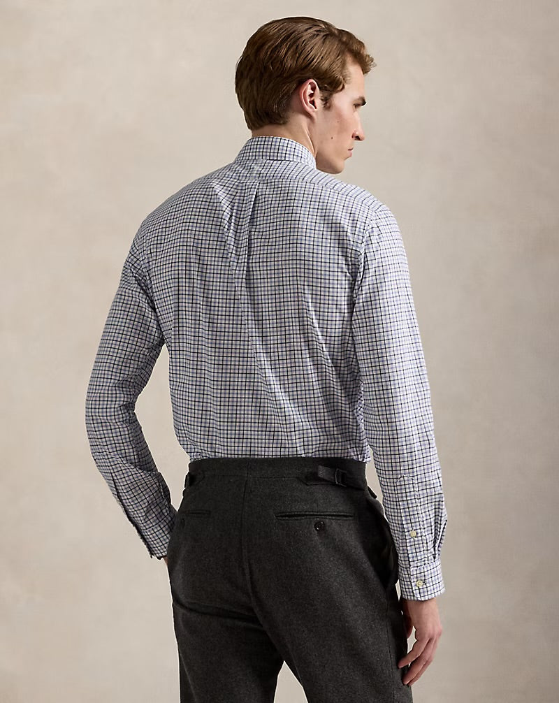 Classic Fit Plaid Twill Shirt - Nevis Blue